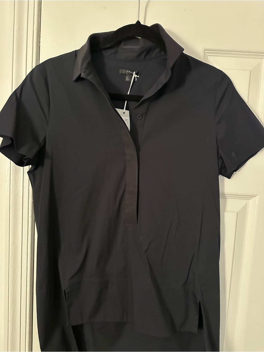 COS Black Short-Sleeve Polo Shirt